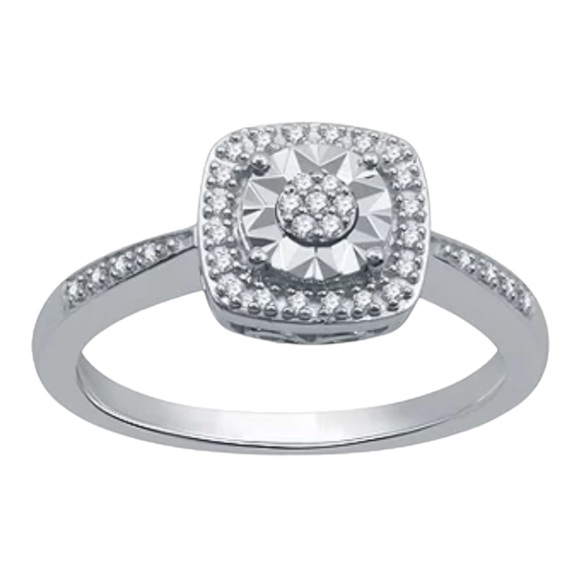 Womens 1/10 CT. T.W. Genuine Diamond Sterling Silver Cocktail Ring, Size 7, NWT - Picture 1 of 11